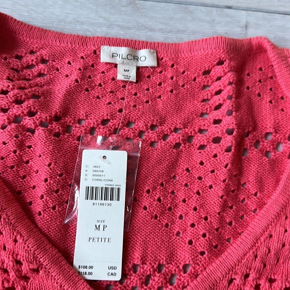 ANTHROPOLOGIE
Pilcro Pointelle Babydoll Sweater Coral‎ MP NWT in packaging - Picture 7 of 7